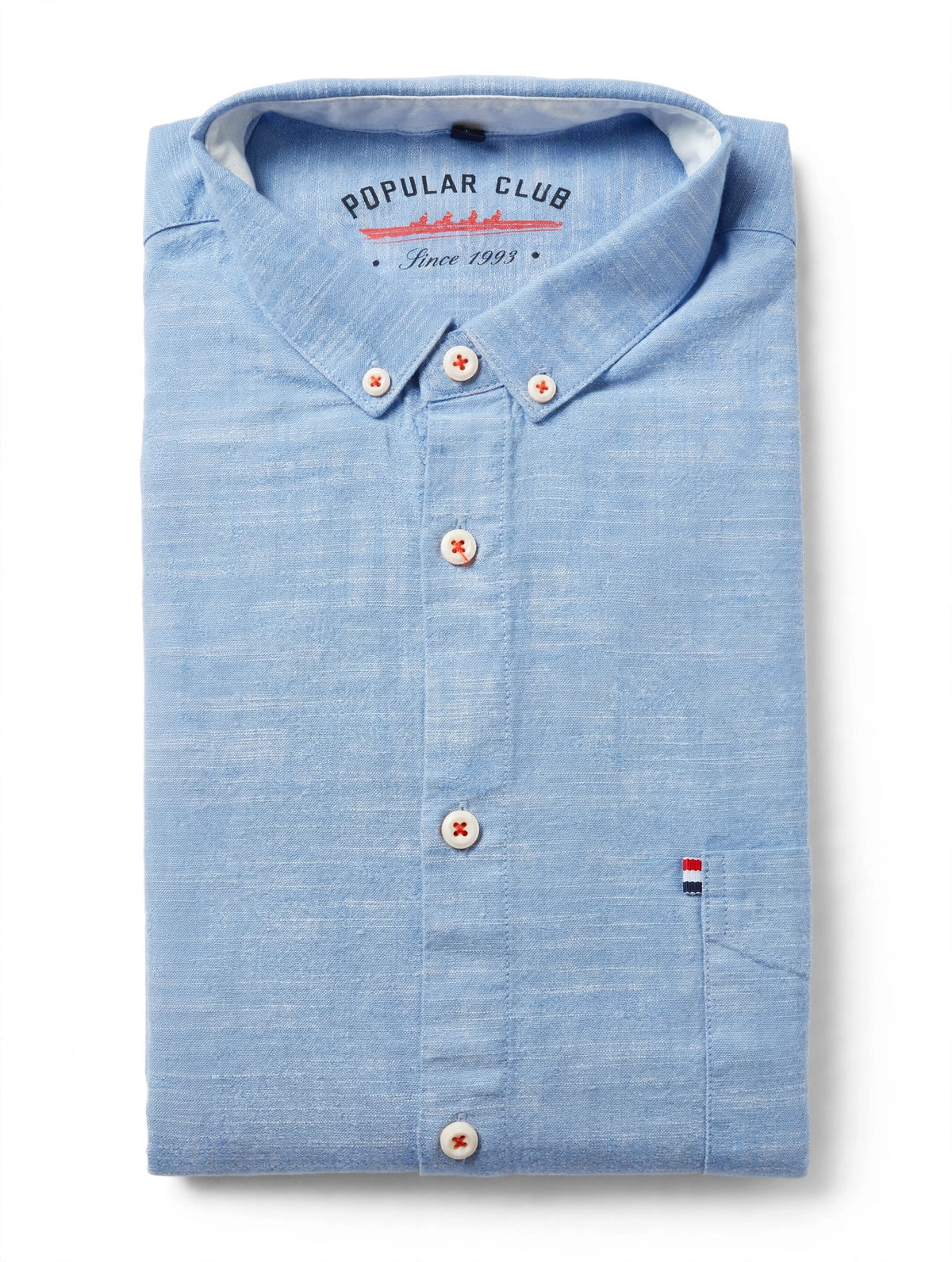 Popular Club Men's Button-Down Shirt – Blue, Large