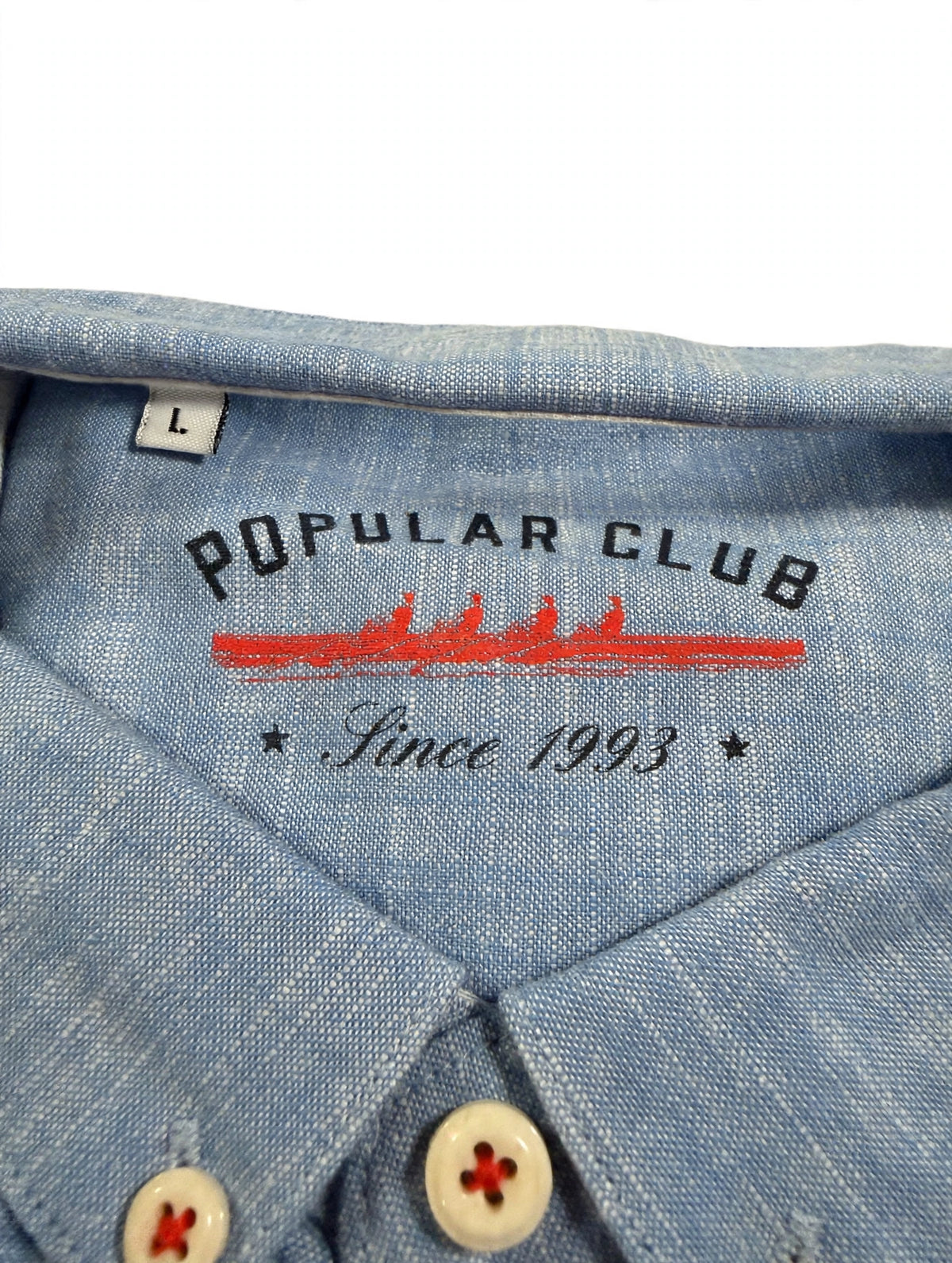 Popular Club Men's Button-Down Shirt – Blue, Large