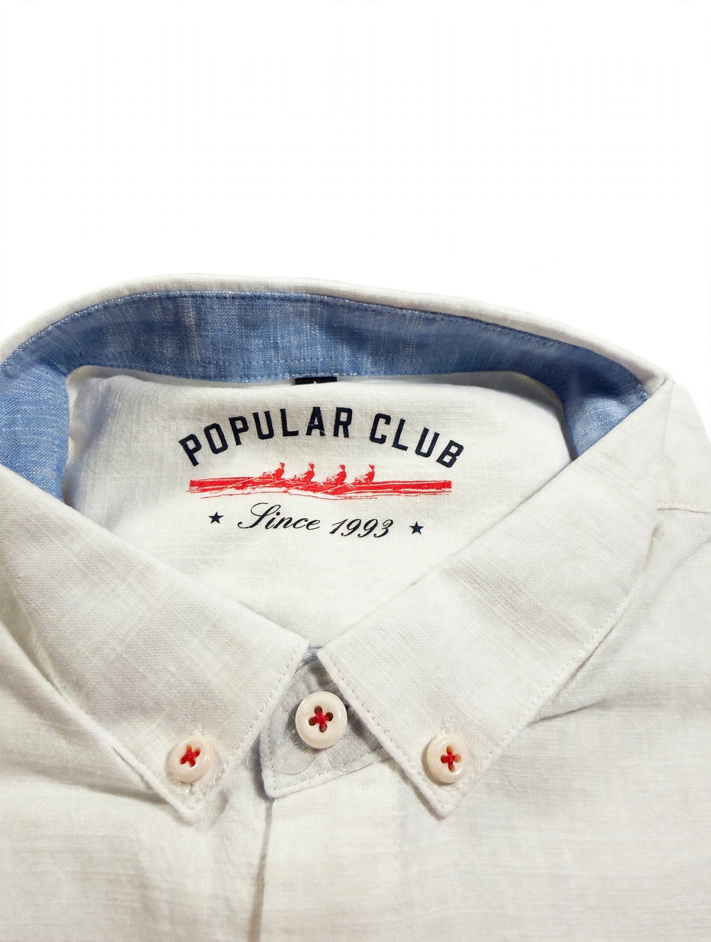 Popular Club Men's Button-Down Shirt – Very Light Blue, Large