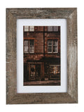 Rustic Distressed Wood Picture Frame with White Mat - 5x7