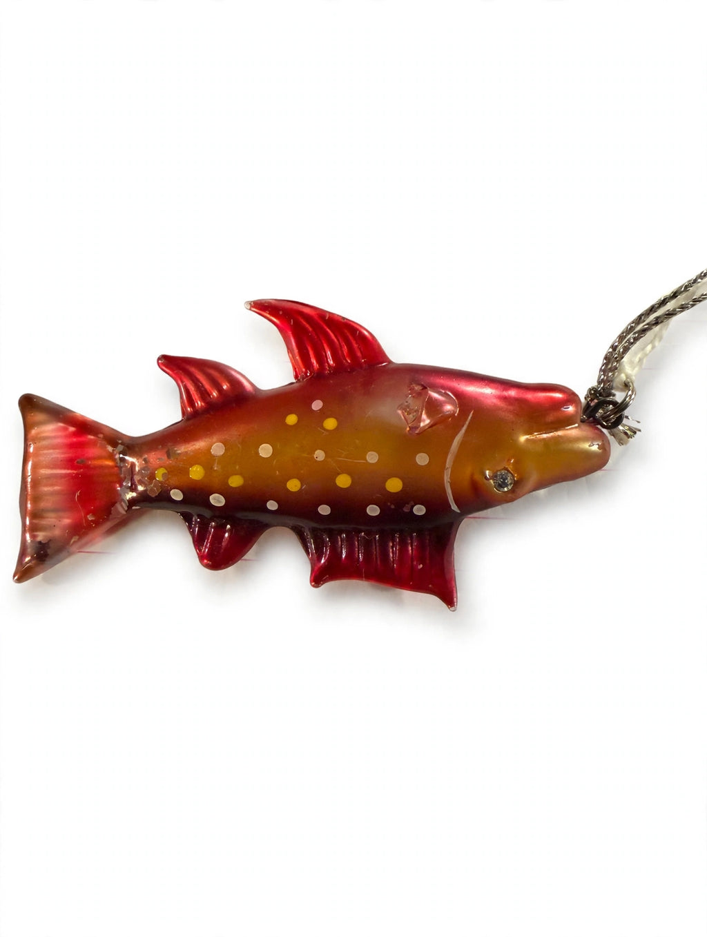 Glass Fish Christmas Ornament - Red Spotted Trout, 3 Inch