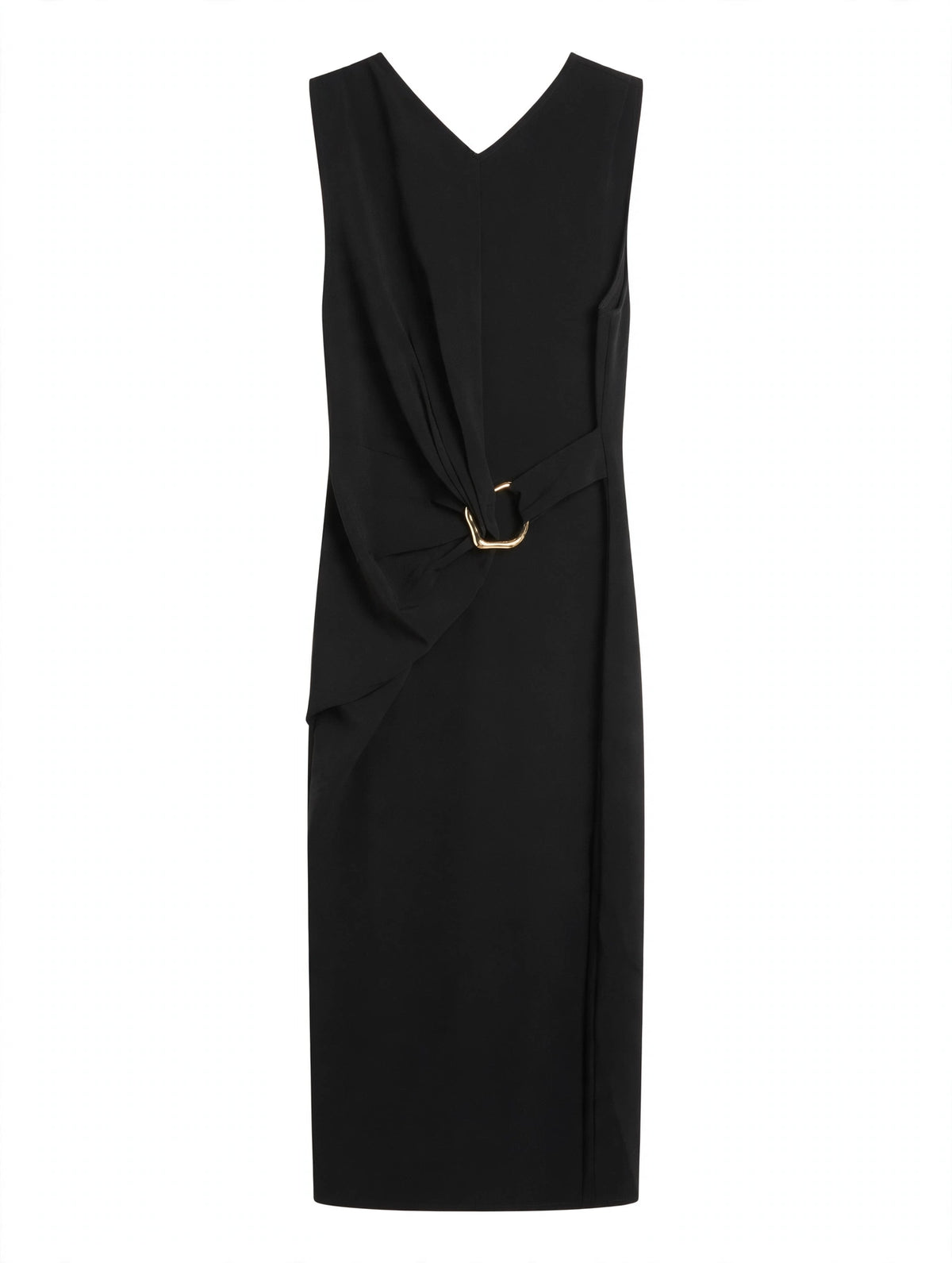 LUXELY Black Sleeveless Belted Midi Dress, Size 6 - New with Tags