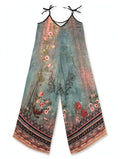 Floral Halter Neck Wide-Leg Jumpsuit, Size 0XL