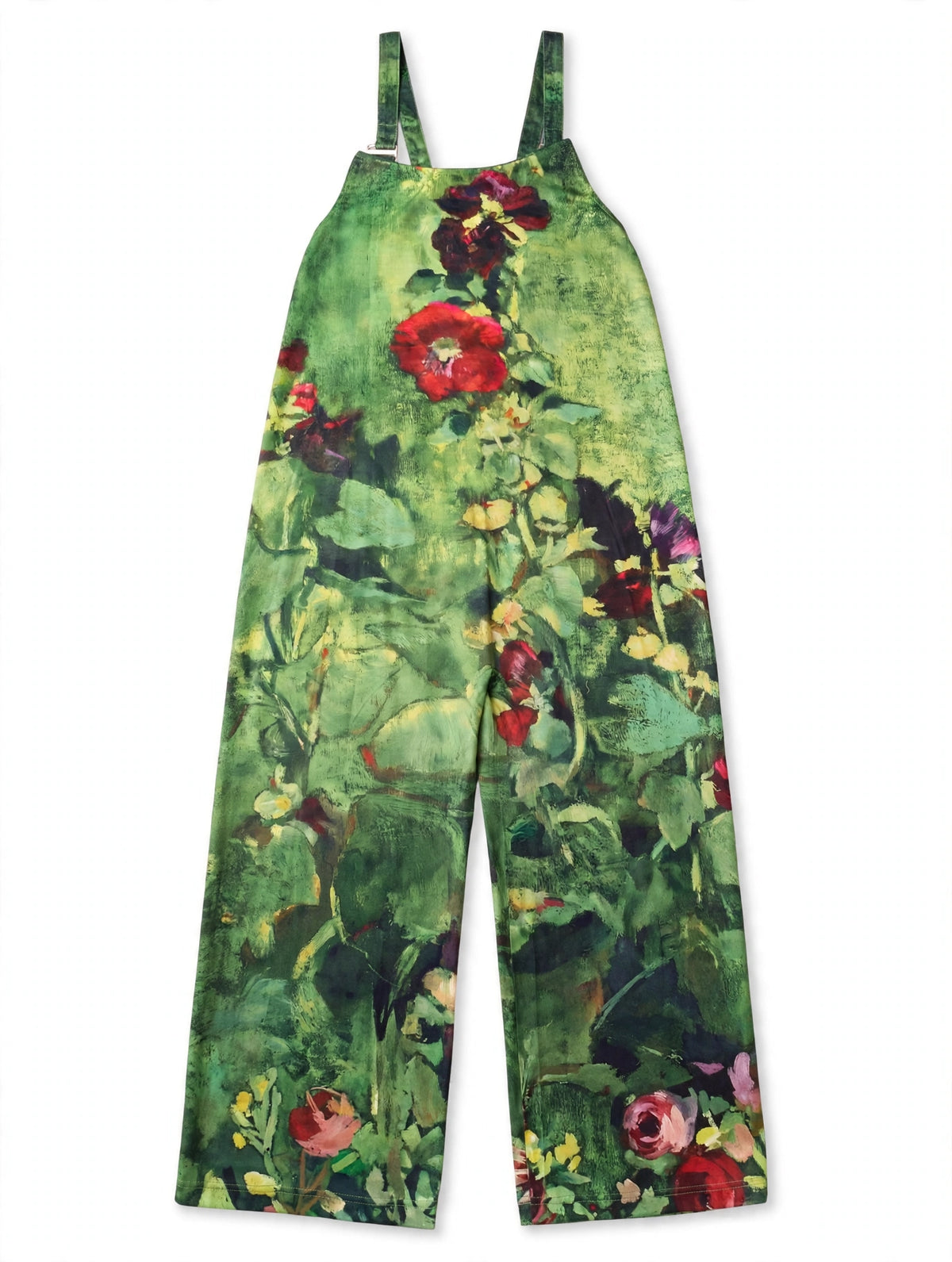 Red Rose Print Wide-Leg Onesie, Size XL