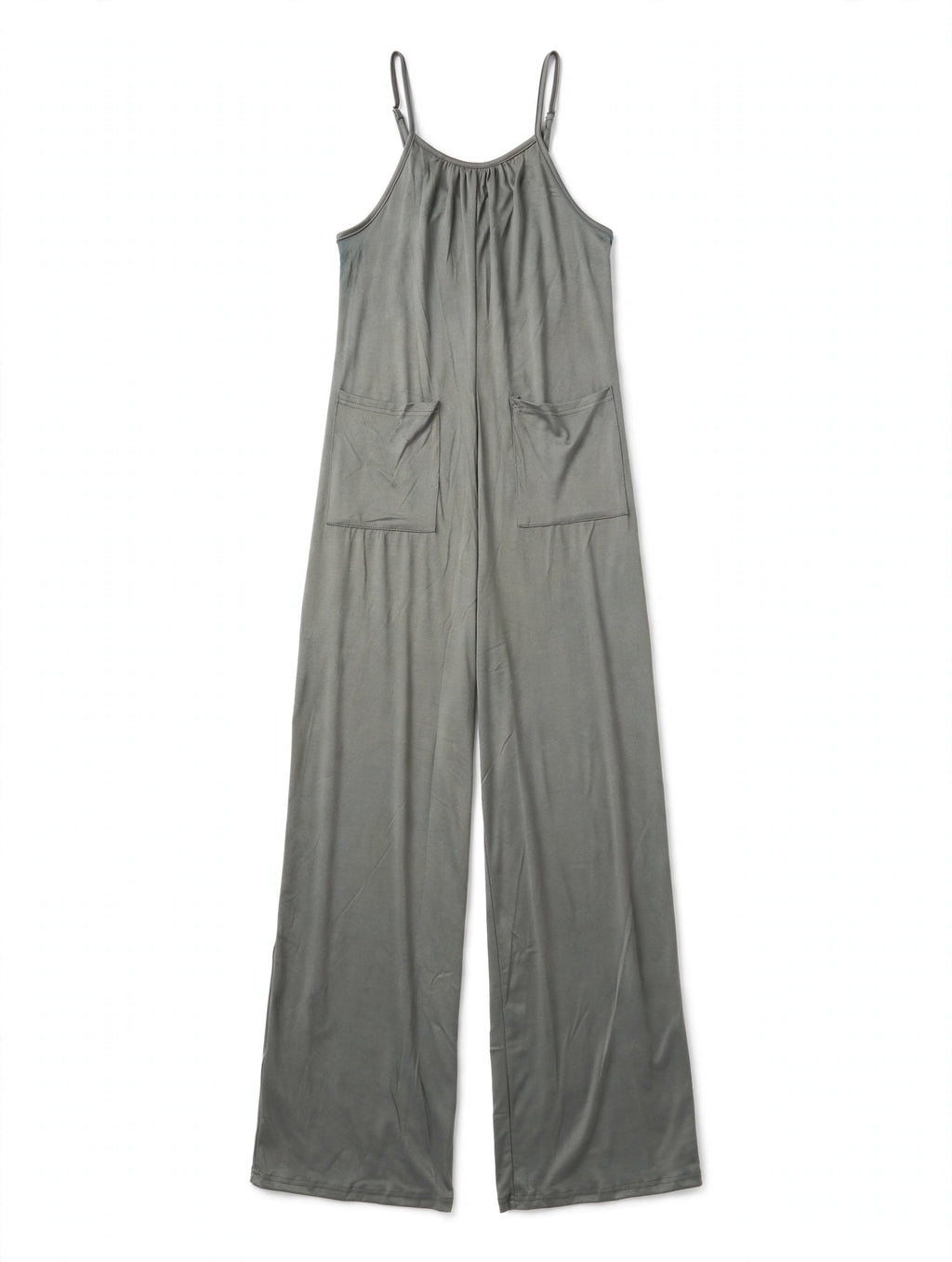 Grey Wide-Leg Jumpsuit with Pockets, Size S