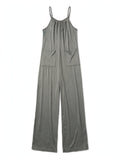 Grey Wide-Leg Jumpsuit with Pockets, Size S