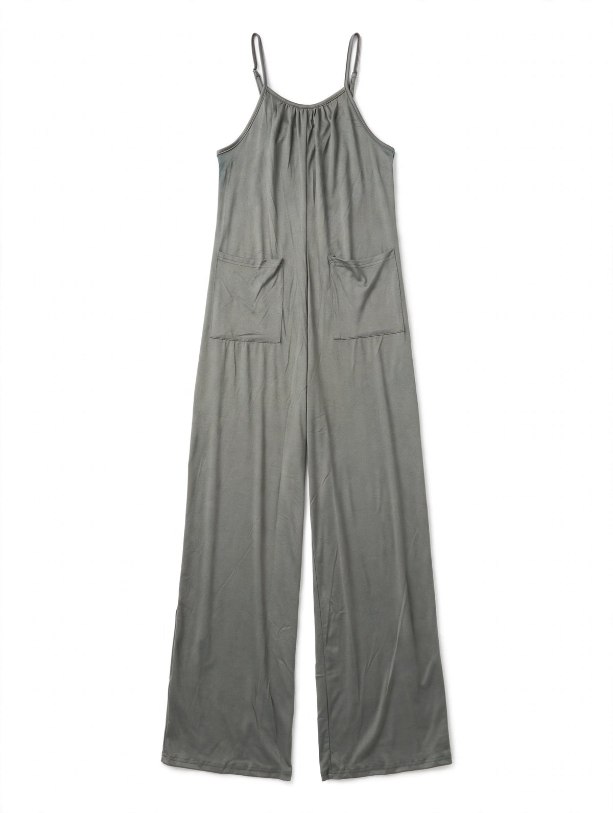 Grey Wide-Leg Jumpsuit with Pockets, Size S
