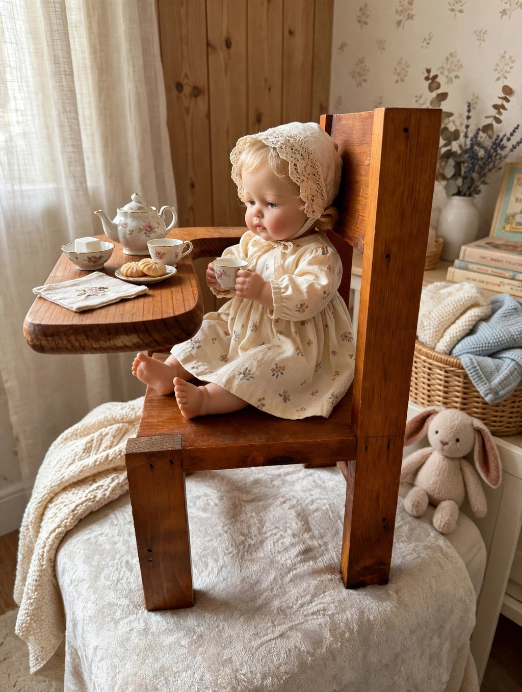 Wooden Doll High Chair with Tray
