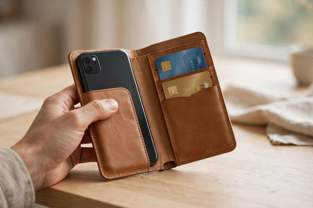 Snakehive Leather Wallet Case for iPhone 16 – Tan