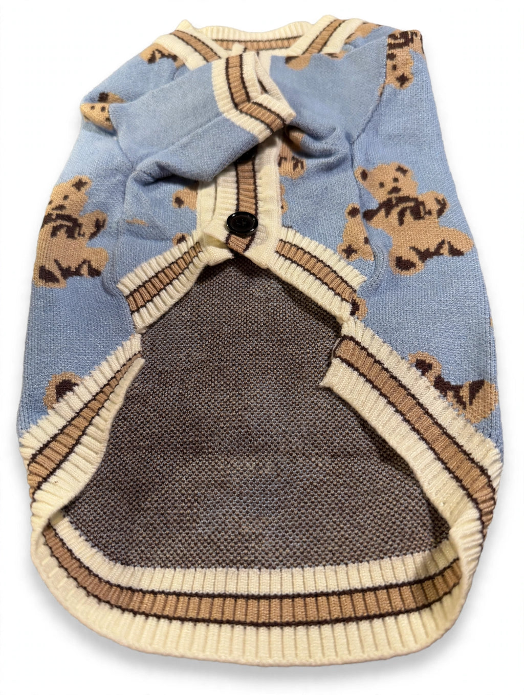 Small Dog Sweater – Blue Teddy Bear Knit, ~14 Inch