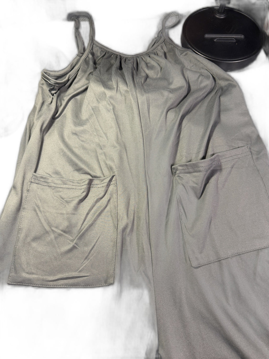 Grey Wide-Leg Jumpsuit with Pockets, Size S