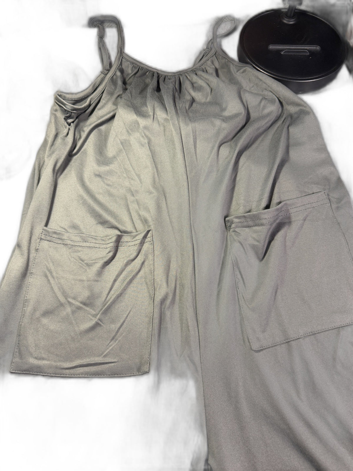 Grey Wide-Leg Jumpsuit with Pockets, Size S