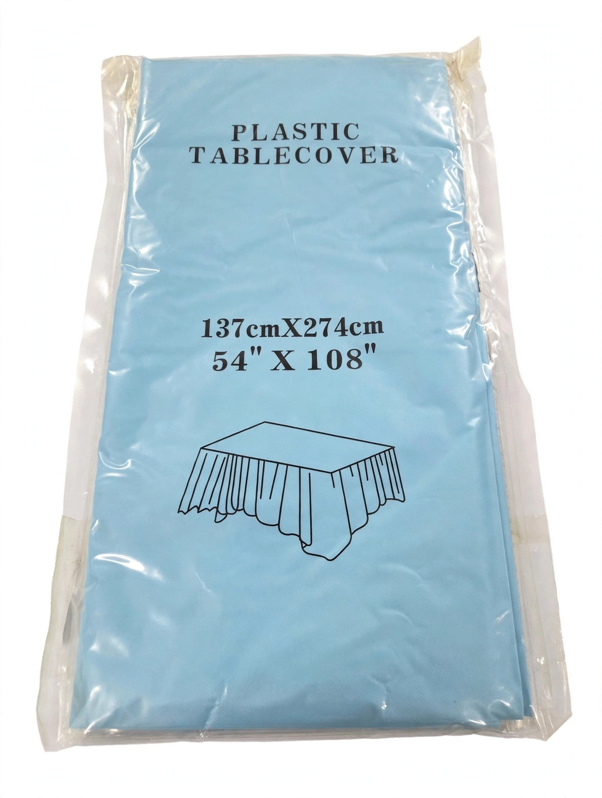 LANLISA Plastic Table Covers – Baby Blue, 54 x 108 in, 4-Pack